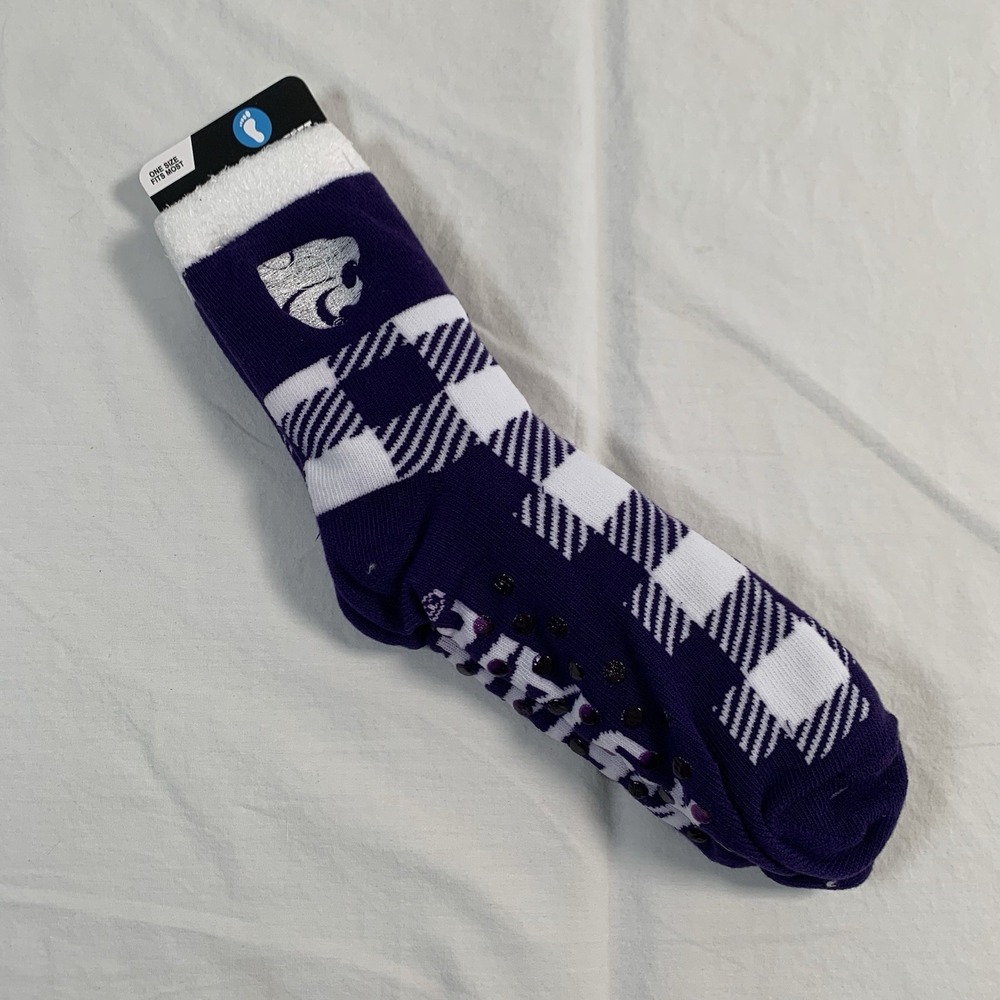 NWT For Bare Feet K-State Wildcats Sz‎ OSFM Lined Collegiate Athletic Crew Socks